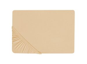 4255664808332 - Beliani - Spannbettlaken Sandbeige Baumwolle 180 x 200 cm mit Hohem Steg Gummizug Steghöhe 30 cm Modern für Matratze Schlafzimmer Ausstattung Zubehör