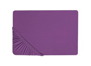 4255664808486 - Spannbettlaken Purpur Baumwolle 180 x 200 cm mit Hohem Steg Gummizug Steghöhe 30 cm Modern für Matratze Schlafzimmer Ausstattung Zubehör - Violett