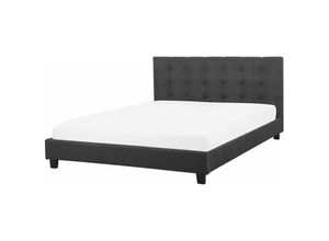 4255664808721 - Wasserbett dunkelgrau Doppelbett 140 x 200 cm mit gepolsterten Rahmen und Knopfverzierung