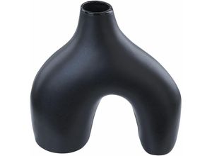 4255664809384 - Blumenvase schwarz Keramik 30 cm Dekorative Handgemachte Tischdeko Wohnzubehör Moderne Design - Schwarz