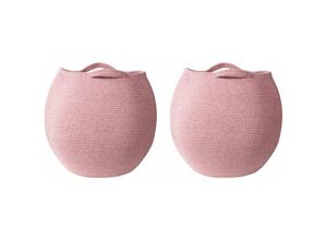 4255664809513 - Beliani - Set aus 2 Aufbewahrungskörben Rosa Baumwolle 20 x 30 cm Handgeflochtene Behälter - Rosa