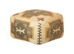4255664810229 - Pouf Mehrfarbig Jute und Wolle 50 x 50 x 30 cm Quadratisch mit EPS Füllung Muster Orientalisch Geometrisch für Wohnzimmer Schlafzimmer Deko - Beige 4255664810229 - Pouf Mehrfarbig Jute und Wolle 50 x 50 x 30 cm Quadratisch mit EPS Füllung Muster Orientalisch Geometrisch für Wohnzimmer Schlafzimmer Deko - Beige