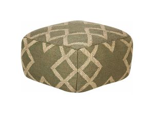 4255664810465 - Pouf Olivgrün   Beige Jute und Wolle 50 x 50 x 30 cm Quadratisch mit eps Füllung Muster Orientlaisch Geometrisch Wohnzimmer Schlafzimmer Deko - Grün