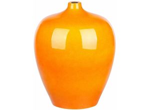 4255664811653 - Beliani - Blumenvase Orange Terrakotta 37 cm Handgemacht Schmale Öffnung Bauchige Ovale Form Bodenvase Deko Accessoires Wohnzimmer Schlafzimmer Flur