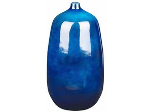 4255664811684 - Beliani - Blumenvase Dunkelblau Terrakotta 45 cm Handgemacht Schmale Öffnung Bauchige Ovale Form Bodenvase Deko Accessoires Wohnzimmer Schlafzimmer