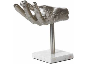 4255664812285 - Beliani - Dekofigur in Silber aus Aluminium Hand Form 19 cm Hoch Schlüsselhalter Schmuckhalter Dekoration Dekoschale Wohnaccessoires - Silber