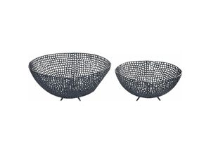 4255664812384 - Beliani - Dekoschale 2er Set Schwarz Aluminium Rund Modern Glamourös Wohnaccessoires Wohnzimmer Schlafzimmer Flur Eingangsbereich Deko Wohnzubehör