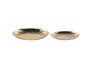 4255664812438 - Beliani - Dekoschale 2er Set Gold Eisen Rund Modern Glamourös Wohnaccessoires Wohnzimmer Schlafzimmer Flur Eingangsbereich Deko Wohnzubehör - Gold