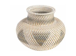 4255664812964 - Beliani - Dekorative Vase Weiß und Grau Rattan Handgefertigt natürlicher Stil für getrocknete Blumen