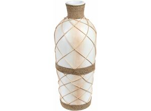 4255664813046 - Beliani - Dekorative Bodenvase Beige aus Terrakotta Rattangeflecht im natürlichen Stil Wohndekor für Trockenblumen - Beige