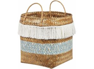 4255664813213 - Beliani - Korb Natur aus Bambus 42 cm hoch Muster Aufbewahrung mit Griffen Boho rustikale Dekoration - Natürlich 4255664813213 - Beliani - Korb Natur aus Bambus 42 cm hoch Muster Aufbewahrung mit Griffen Boho rustikale Dekoration - Natürlich