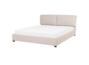 4255664813565 - Wasserbettt Beige Stoff Leinenoptik mit Matratze 180 x 200 cm Heizung Schaumstoffrahmen und Zubehör Modern Doppelbett Schlafzimmer Möbel