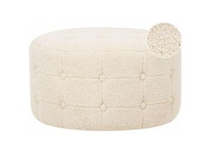 4255664813640 - Beliani - Pouf Beige Bouclé ⌀ 55 cm mit Knopfsteppung Rund Modern Glamourös Sitzhocker Ottoman Fußhocker Schemel für Wohnzimmer Schlafzimmer