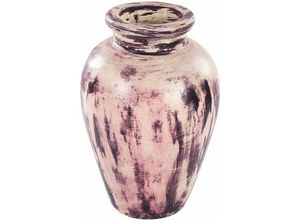 4255664813749 - Beliani - Dekorative Vase violett und beige aus Terrakotta 34 cm handgefertigt bemalt Retro Vintage inspiriertes Design - Violett