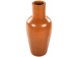 4255664813909 - Beliani - Dekorative Vase Orange aus Terrakotta handgefertigt natürlich Stil für Trockenblumen - Orange