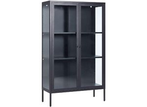 4255664814036 - Beliani - Büroschrank schwarz aus Stahl 90 x 35 x 150 cm 2 Türen Glasfront und -seiten Vitrine