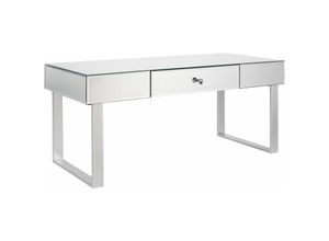 4255664814227 - Beliani - Couchtisch Spiegeleffekt Glas mdf Platte 110 x 47 cm Glamourös Spiegeleffekt Geräumige Schublade mit Kristallknopf Funktional Schlafzimmer