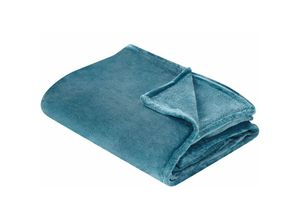 4255664814401 - Kuscheldecke Blau Polyester Stoff 150 x 200 cm Einfarbig Modern Überwurf für Bett Sofa Couch Sessel Erwachsene Kinder Wohnzimmer Schlafzimmer - Blau