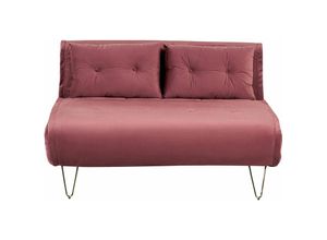 4255664814647 - Beliani - Schlafsofa 2-Sitzer Rosa Samtstoff Zierkissen Metallbeine in Gold verstellbare Rückenlehne Minimalistisch Glamourös Wohnzimmer