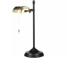 4255664814821 - Beliani - Tischlampe Gold und Schwarz Metallsockel Glasschirm Verstellbarer Lichtschalter Retro Stil Büroleuchte - Gold