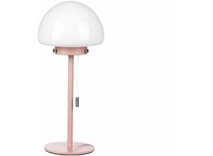 4255664814852 - Beliani - Tischlampe rosa Metallsockel Glasschirm Zugschalter minimalistischer Stil Bürolicht für zu Hause - Weiß