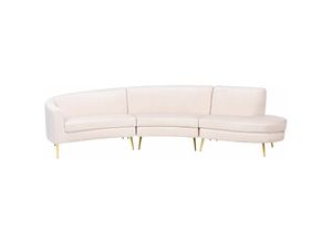 4255664814906 - Beliani - Wohnlandschaft Helles Beige aus Samtstoff Rundecke Kinosofa Rundsofa für Wohnzimmer für Salon - Gold