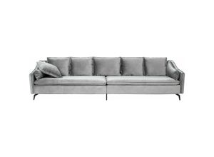 4255664815217 - Beliani - Sofa Hellgrau Samt 4-Sitzer mit Vielen Kissen Hohen Beinen Glamourös Modern Wohnlandschaft Wohnzimmer Möbel Sitzmöbel - Grau