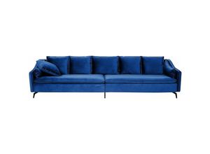 4255664815224 - Beliani - Sofa Marineblau Samt 4-Sitzer mit Vielen Kissen Hohen Beinen Glamourös Modern Wohnlandschaft Wohnzimmer Möbel Sitzmöbel - Blau