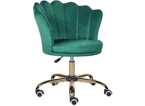 4255664815286 - Beliani - Bürostuhl Samt Grün   Gold Höhenverstellbar Drehbar für Home Office Büro Schminktisch Muschelform Muschel
