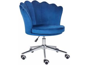 4255664815316 - Beliani - Bürostuhl Samt Blau   Silber Höhenverstellbar Drehbar für Home Office Büro Schminktisch Muschelform Muschel - Schwarz