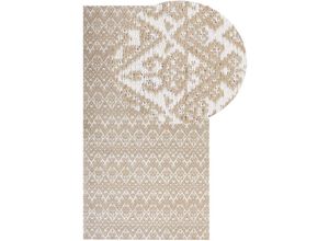 4255664816740 - Beliani - Teppich Beige u Weiß aus Jute 80 x 150 cm Rechteckig Geometrisches Muster Kurzflor Modern für Wohnzimmer Schlafzimmer