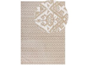 4255664816757 - Beliani - Teppich Beige u Weiß aus Jute 160 x 230 cm Rechteckig Geometrisches Muster Kurzflor Modern für Wohnzimmer Schlafzimmer