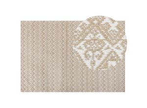 4255664816764 - Beliani - Teppich Beige u Weiß aus Jute 200 x 300 cm Rechteckig Geometrisches Muster Kurzflor Modern für Wohnzimmer Schlafzimmer