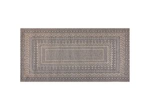 4255664817266 - Teppich Beige u Grau aus Jute 80 x 150 cm Rechteckig Geometrisches Muster für Wohnzimmer Schlafzimmer Flur