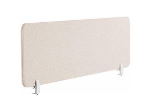 4255664817501 - Beliani - Schreibtisch Trennwand Beige Stoff pet Kunststoff 160 x 40 cm zum Aufstellen Klemmen Schallschutz Sichtschutz Pinnwand Büro Home Office