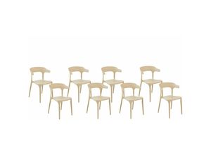 4255664817617 - Beliani - Esszimmerstuhl 8er Set Sandbeige Kunststoff Stapelbar Skandi Modern für Innen- und Außenbereich Garten Terrasse Balkon Wohnzimmer Esszimmer