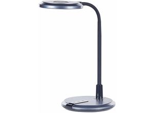 4255664817846 - Schreibtischlampe led Silber und Schwarz Kunststoff mit Silikonarm Verstellbar Dimmbar Rund Modern Büro Homeoffice Arbeitszimmer Lernbereich - Schwarz