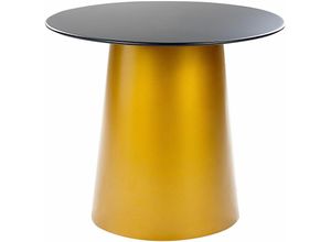 4255664818256 - Beliani - Beistelltisch Schwarz Eisen Rund 56 cm mit Goldenem Säulenfuß Modern Glamourös Einbeinig Wohnzimmer Ausstattung Möbel Blumenständer