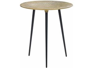 4255664818300 - Beistelltisch Gold Metall Rund 45 cm mit Schwarzen Beinen Modern Glamourös Dreibeinig Wohnzimmer Ausstattung Möbel Blumenständer