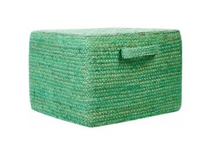 4255664818317 - Pouf Grün aus Jute 45 x 45 x 30 cm Quadratisch Geflochten Boho Sitzhocker Fußhocker für Wohnzimmer Kinderzimmer Flur - Grün