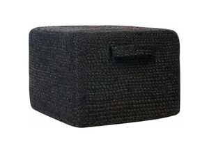 4255664818324 - Beliani - Pouf Schwarz aus Jute 45 x 45 x 30 cm Quadratisch Geflochten Boho Sitzhocker Fußhocker für Wohnzimmer Kinderzimmer Flur - Schwarz