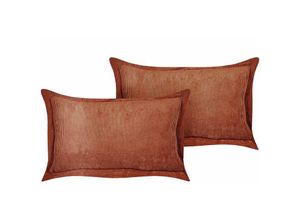 4255664818614 - Set aus 2 goldbraunen dekorativen Kissen aus Cord 47 x 27 cm Moderne traditionelle Wohnzimmer Schlafzimmer-Kissen - Braun