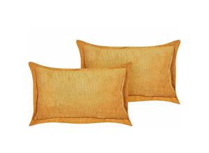 4255664818621 - Beliani - Set aus 2 Gelb dekorativen Kissen aus Cord 47 x 27 cm Moderne traditionelle Wohnzimmer Schlafzimmer-Kissen - Gelb