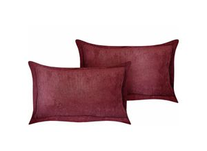 4255664818645 - Beliani - Set aus 2 Bordeaux dekorativen Kissen aus Cord 47 x 27 cm Moderne traditionelle Wohnzimmer Schlafzimmer-Kissen - Rot