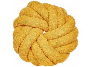4255664818911 - Beliani - Knotenkissen Gelb Bouclé 31 x 31 cm Plüsch Geflecht Dekorativ Modern - Gelb