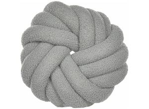 4255664818973 - Beliani - Knotenkissen Grau Bouclé 31 x 31 cm Plüsch Geflecht Dekorativ Modern - Grau