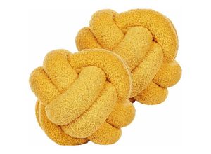 4255664819000 - 2er-Set Dekokissen Gelb Boucle Knoten Kissen 19 x 19 cm Dekozubehör - Gelb