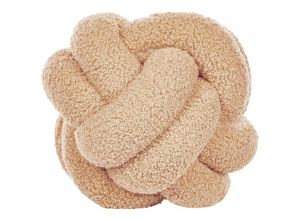 4255664819031 - Beliani - Dekoratives Zierkissen Beige Boucle Knoten Kissen 19 x 19 cm Dekorzubehör - Beige