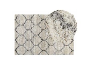 4255664819444 - Beliani - Teppich Hellbeige und Grau 160 x 230 cm Shaggy Rechteckig Geometrisches Muster Boho traditioneller Stil Wohnzimmer Schlafzimmer 4255664819444 - Beliani - Teppich Hellbeige und Grau 160 x 230 cm Shaggy Rechteckig Geometrisches Muster Boho traditioneller Stil Wohnzimmer Schlafzimmer