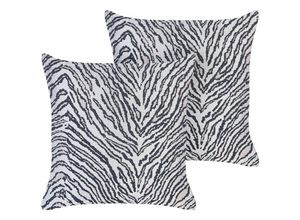 4255664819727 - Beliani - Set von 2 dekorativen Kissen Schwarz und Weiß Zebrastreifen 45 x 45 cm Modernes Safari Dekor - Schwarz